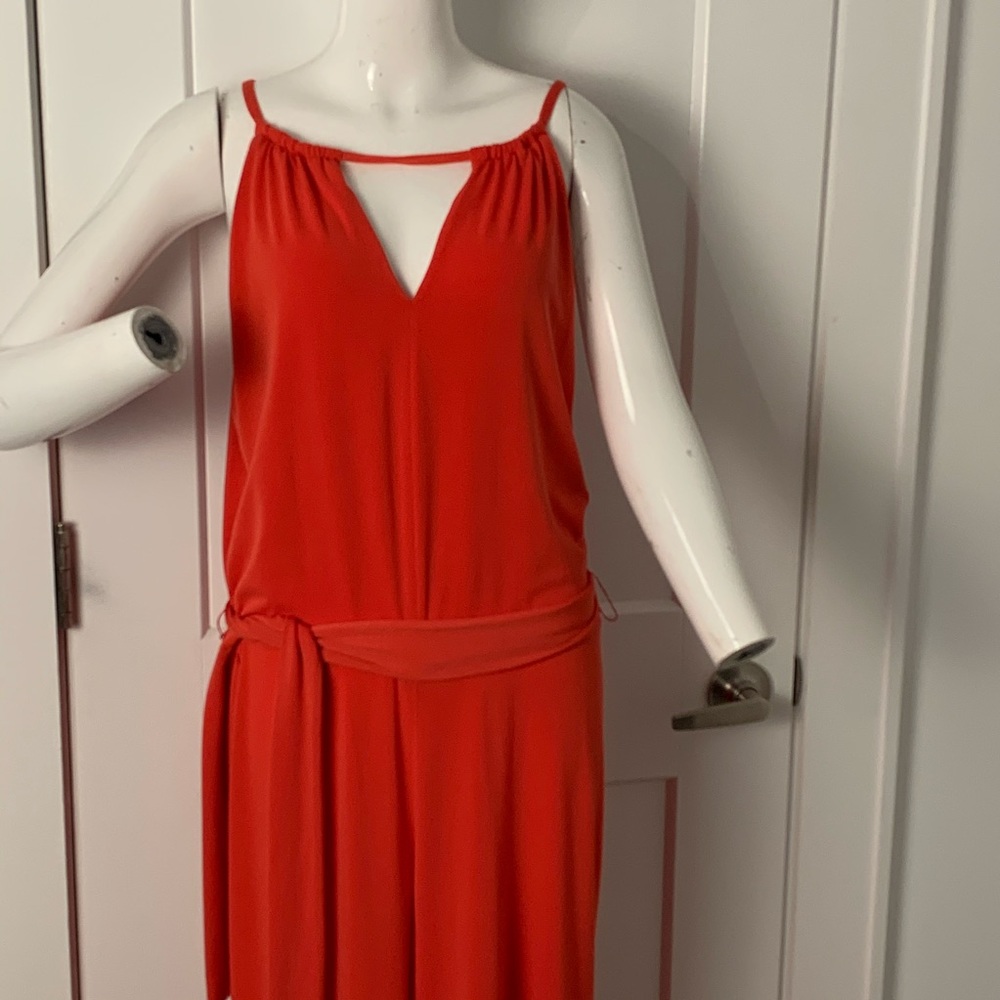 Lauren coral wide leg jump suit. Ties in the back